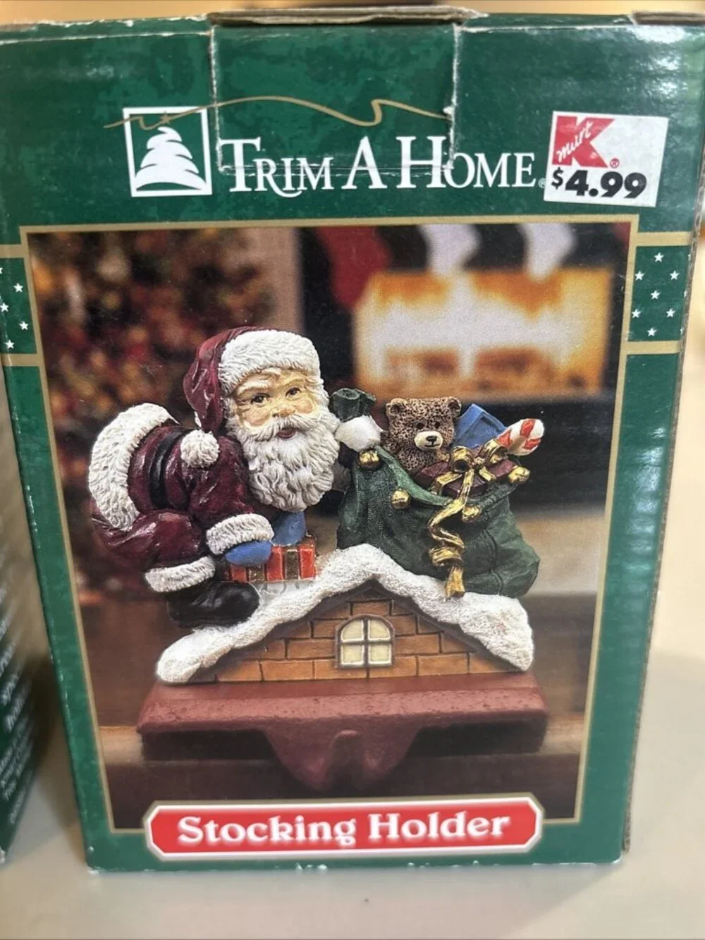 2 Vintage Trim a Home Cast Iron and Resin Stocking Holder Santa Claus & Snowman